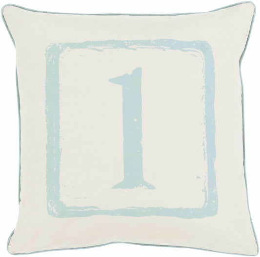 Benalla Pastel Blue Number 1 Throw Pillow - Clearance - Loft&Timber