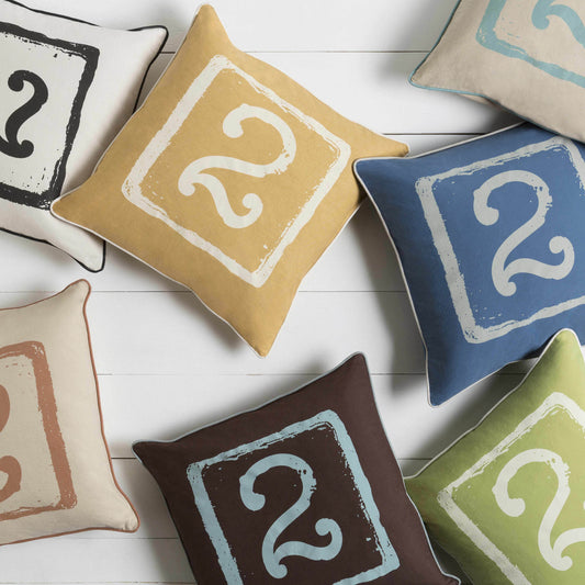 Shingleton Blue Number 2 Square Accent Pillow - Clearance - Loft&Timber