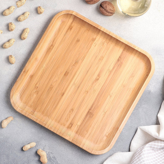 Bamboo Square Plate 10" inch X 10" inch | For Appetizers / Barbecue - Loft&Timber