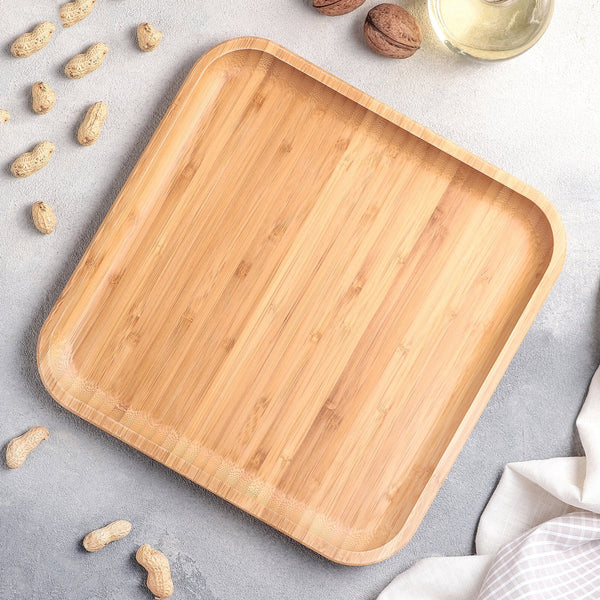 Bamboo Square Plate 10" inch X 10" inch | For Appetizers / Barbecue - Loft&Timber