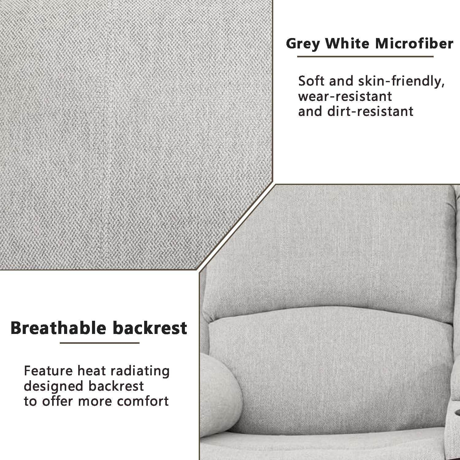 Grey White Microfiber Leather Recliner Sofa Set - Loft&Timber