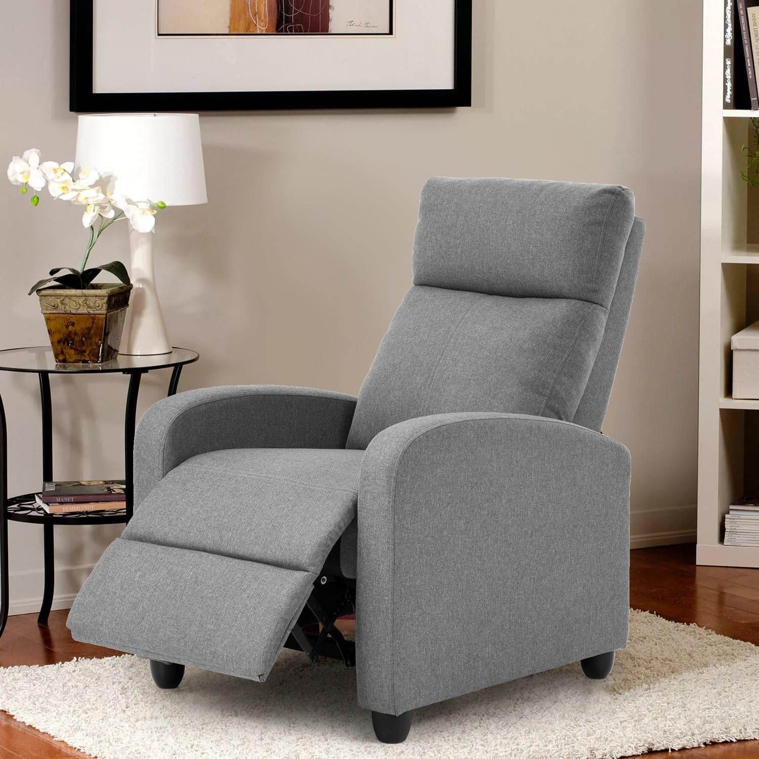 Recliner Chair Single Reclining Sofa, Grey - Loft&Timber