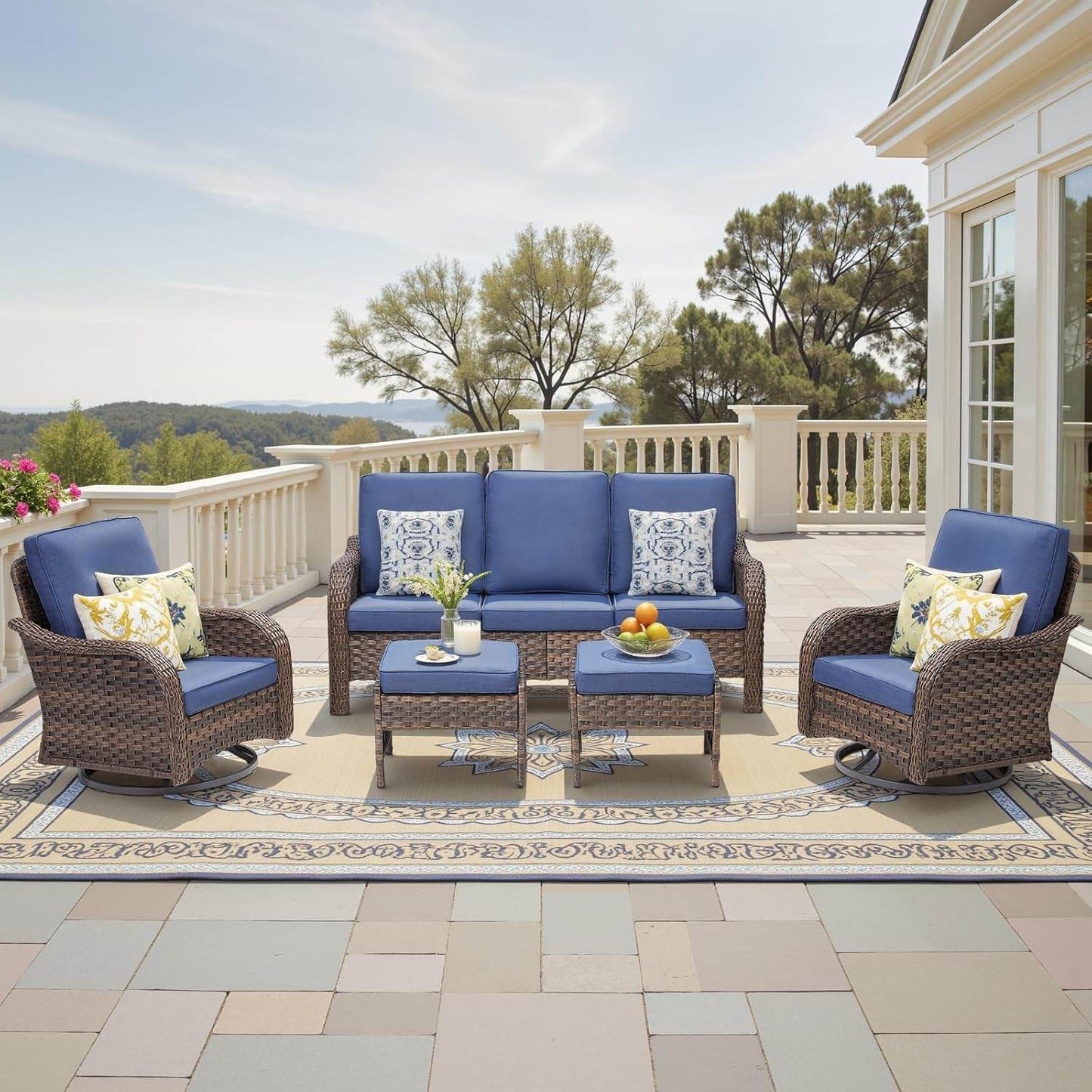 All-Weather Wicker Outdoor Patio Furniture Set With Swivel Rockers - Loft&Timber