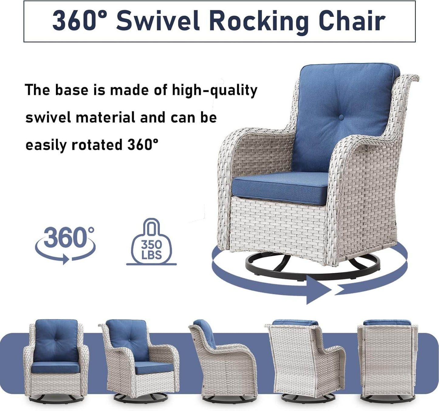 Cozy 11 Piece Outdoor Furniture Set with Swivel Chairs - Loft&Timber