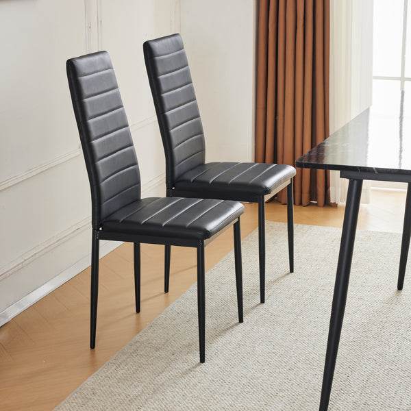 Rectangular table with arc MDF Black tabletop splicing PVC marble surface 140*76*76cm - Loft&Timber