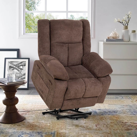 Electric Power Lift Recliner Chair with Massage and Heat, Standing Assistance for Elderly People, Extended Footrest Chair for Living Room Comfy Overstuffed Recliner - Loft&Timber