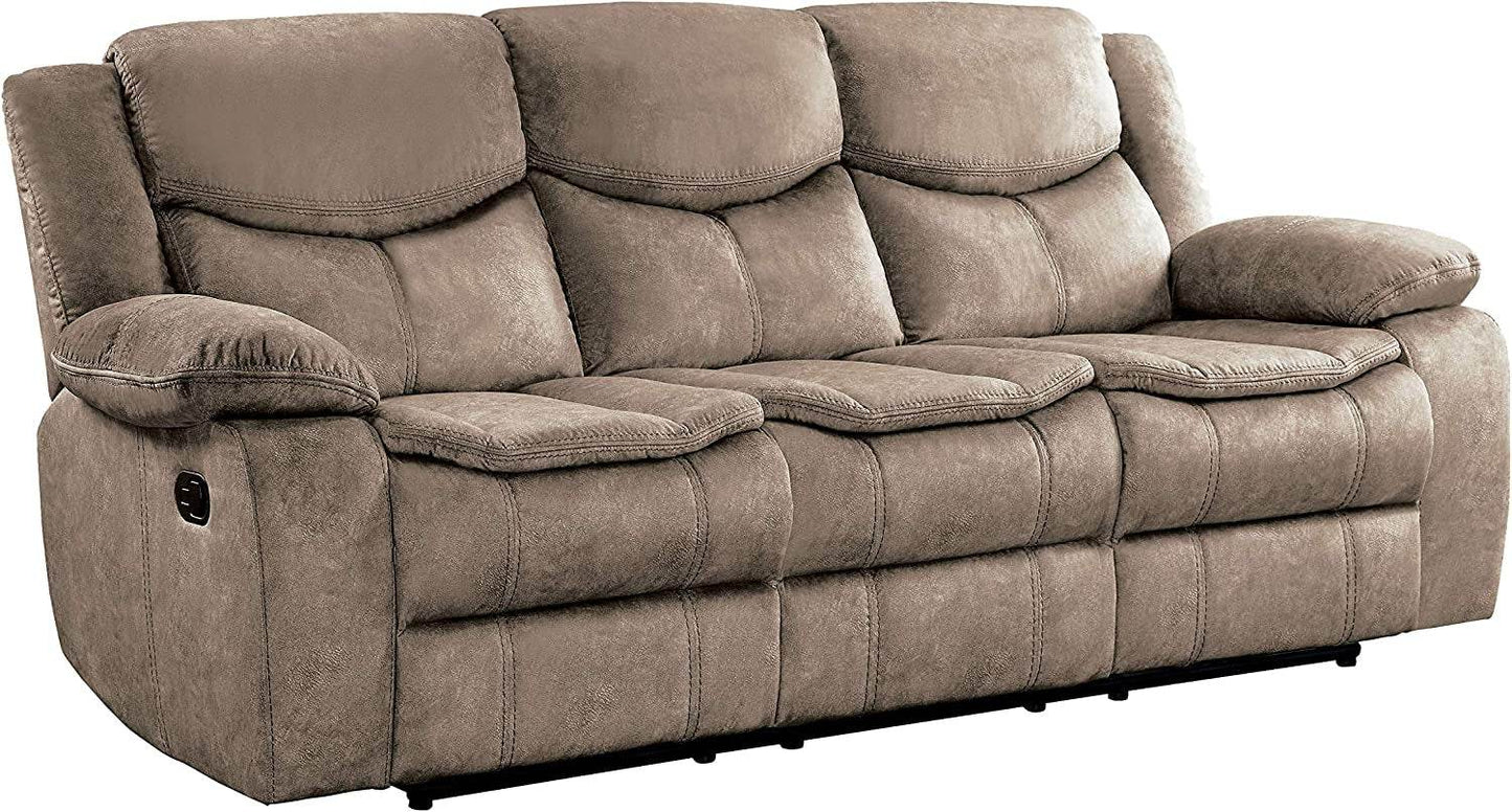Bay Manual Double Reclining Sofa, Brown - Loft&Timber