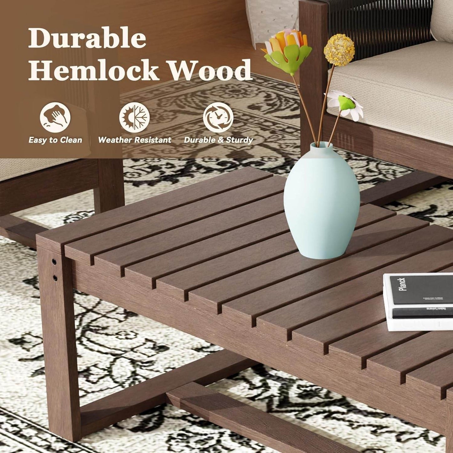 Wooden Outdoor Furniture Set with Comfortable Wicker Chairs - Loft&Timber