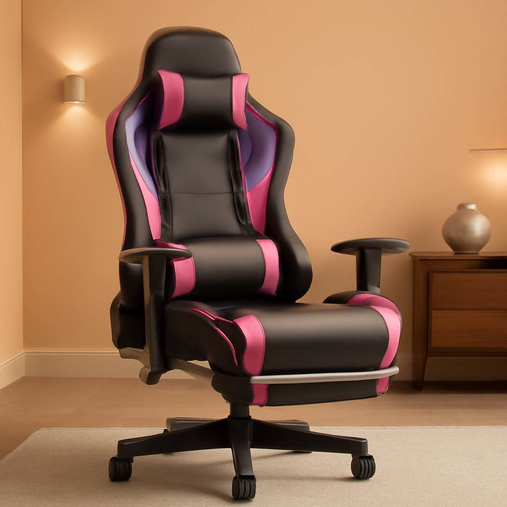 Gaming Chair with Footrest in brown - Loft&Timber