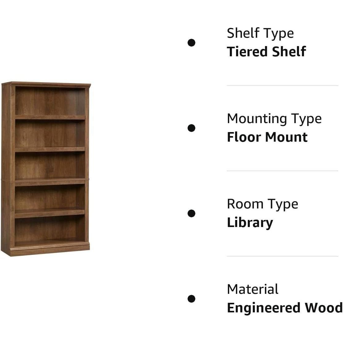 Oiled Oak Split Bookcase with 5 Shelves-1