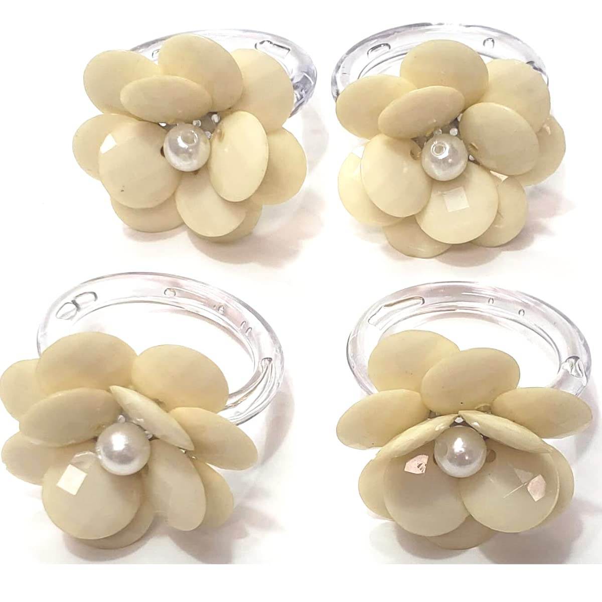 Maison Charlô | Set of 4 Delicate Flower Napkin Rings | Wedding, Thanksgiving, Christmas, New Year, Wedding, Banquet, Birthday - Loft&Timber