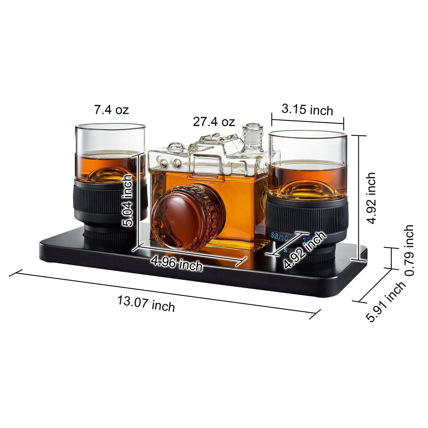 Camera Shaped Wine & Whiskey Decanter - 27.4OZ Photographer Unique Decanter Set with Beautiful Gift Box, Photo Videographer Gifts, Film Lover, Orchestra, Musicals, Image Taking Enthusiasts - Loft&Timber