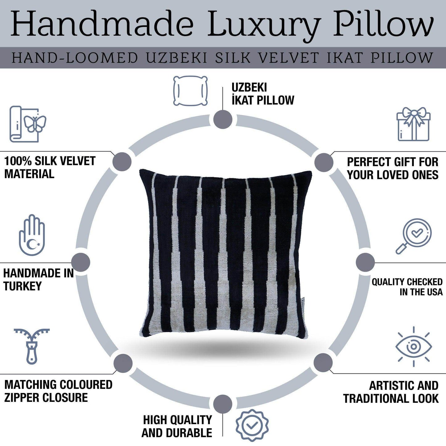 Canvello Decorative Black & White Pillow | 16x16 inch - Loft&Timber