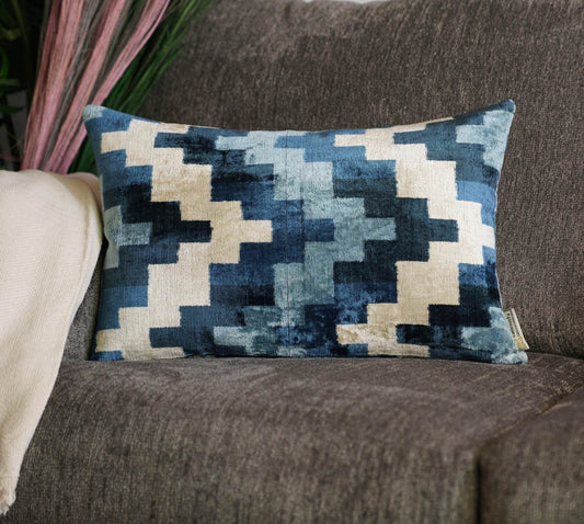 Canvello Decorative Navy Blue Throw Pillow Down Filled - 16x24 in - Loft&Timber