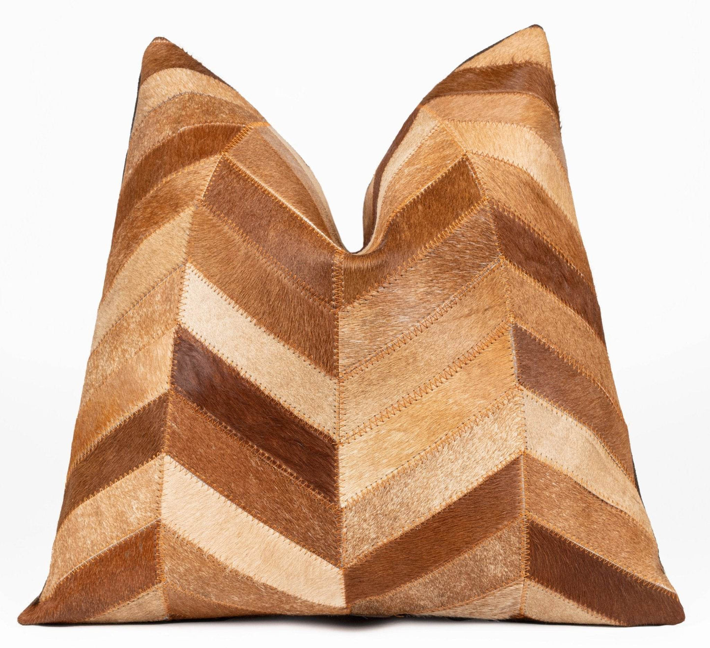 Canvello Genuine Cowhide Leather Decorative Throw Pillows - Handmade Patchwork Boho Accent Pillows For Sofa, Couch, Bed, Chair - Western Southwestern Farmhouse Pillow Covers With Feather Down Insert Included - Loft&Timber