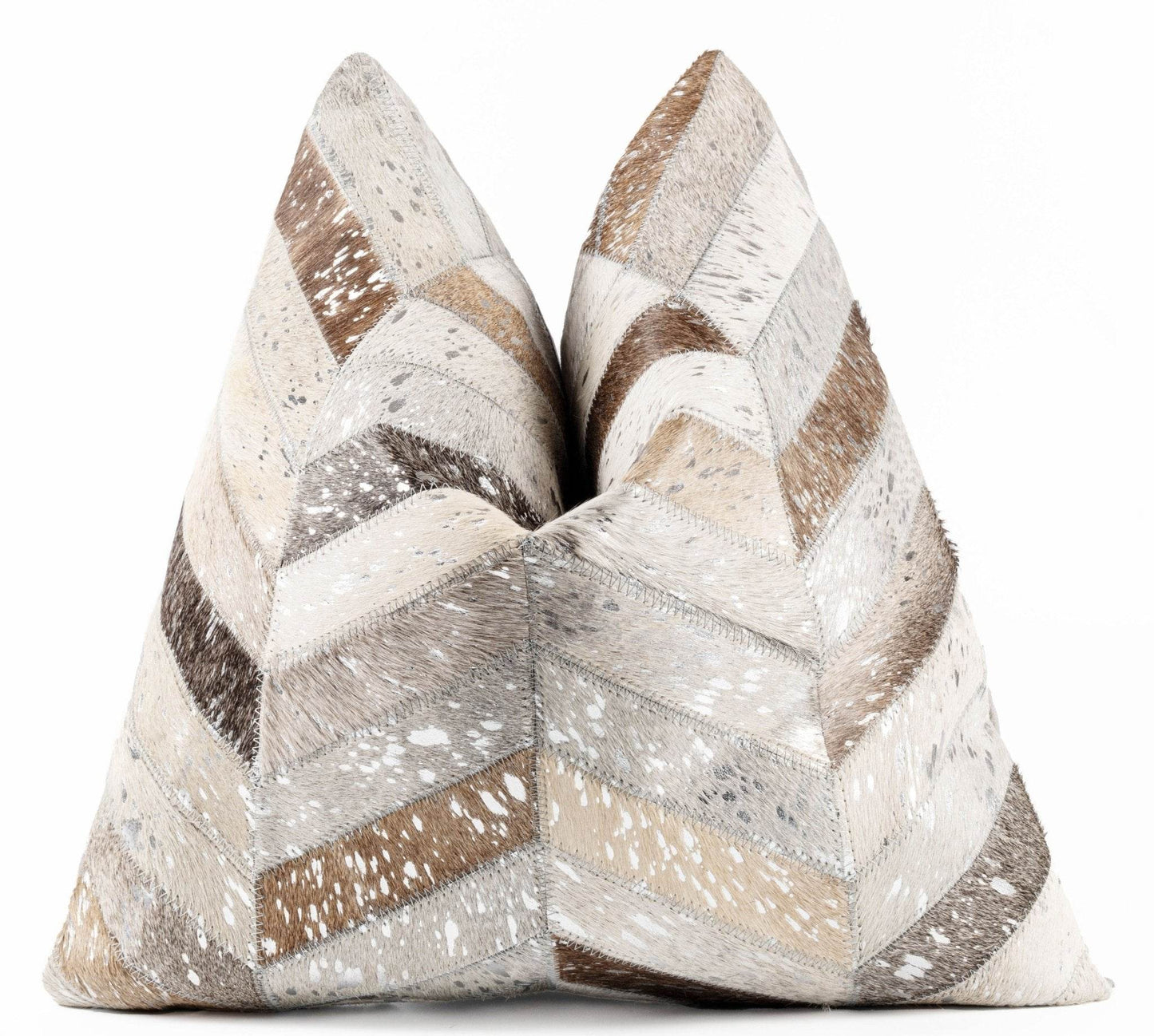 Canvello Genuine Cowhide Leather Decorative Throw Pillows - Handmade Patchwork Boho Accent Pillows For Sofa, Couch, Bed, Chair - Western Southwestern Farmhouse Pillow Covers With Feather Down Insert Included - Loft&Timber