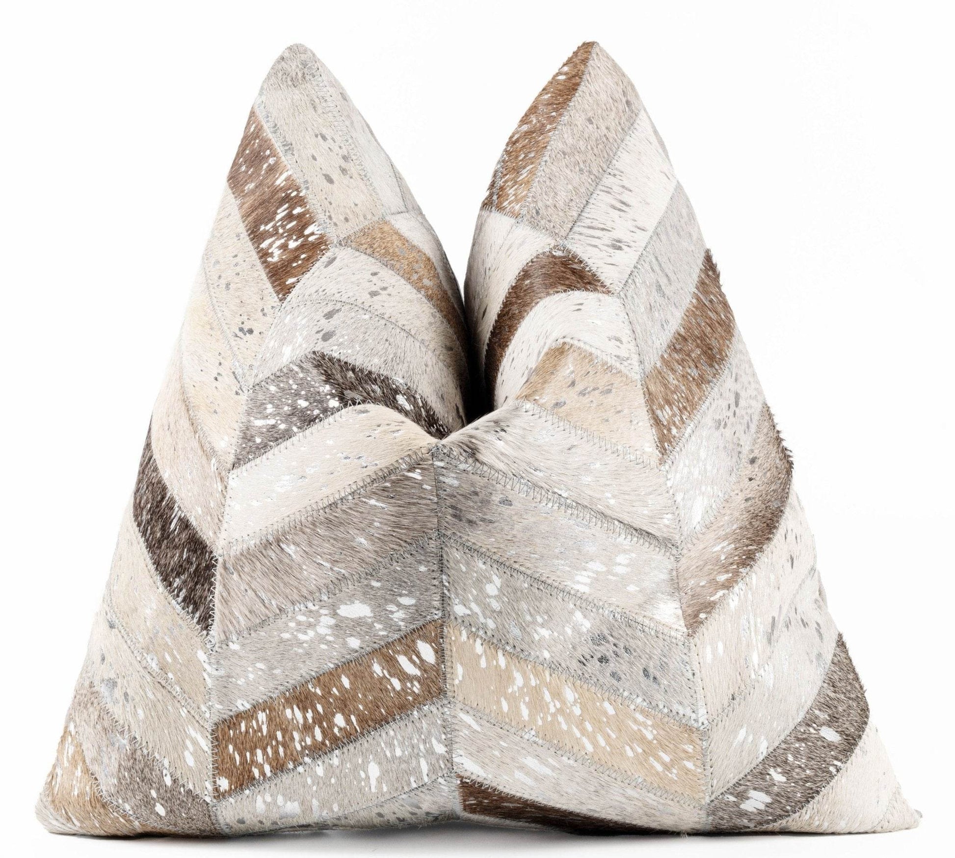 Canvello Genuine Cowhide Leather Decorative Throw Pillows - Handmade Patchwork Boho Accent Pillows For Sofa, Couch, Bed, Chair - Western Southwestern Farmhouse Pillow Covers With Feather Down Insert Included - Loft&Timber