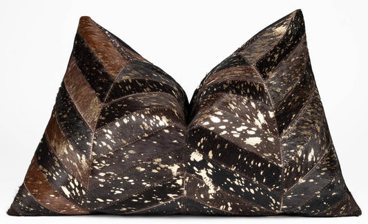 Canvello Genuine Cowhide Leather Decorative Throw Pillows - Handmade Patchwork Boho Accent Pillows For Sofa, Couch, Bed, Chair - Western Southwestern Farmhouse Pillow Covers With Feather Down Insert Included - Loft&Timber