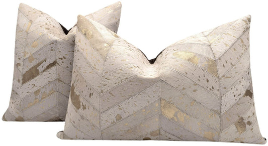 Canvello Genuine Cowhide Leather Decorative Throw Pillows - Handmade Patchwork Boho Accent Pillows For Sofa, Couch, Bed, Chair - Western Southwestern Farmhouse Pillow Covers With Feather Down Insert Included - Loft&Timber