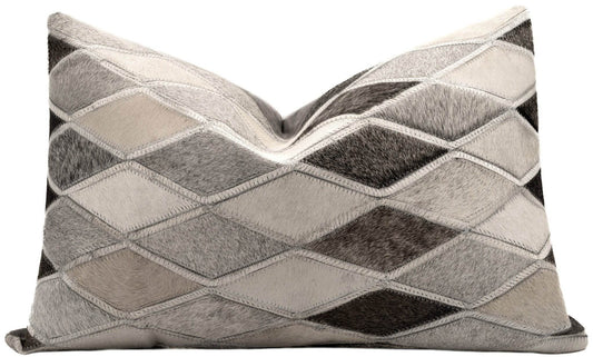 Canvello Genuine Cowhide Leather Decorative Throw Pillows - Handmade Patchwork Boho Accent Pillows For Sofa, Couch, Bed, Chair - Western Southwestern Farmhouse Pillow Covers With Feather Down Insert Included - Loft&Timber