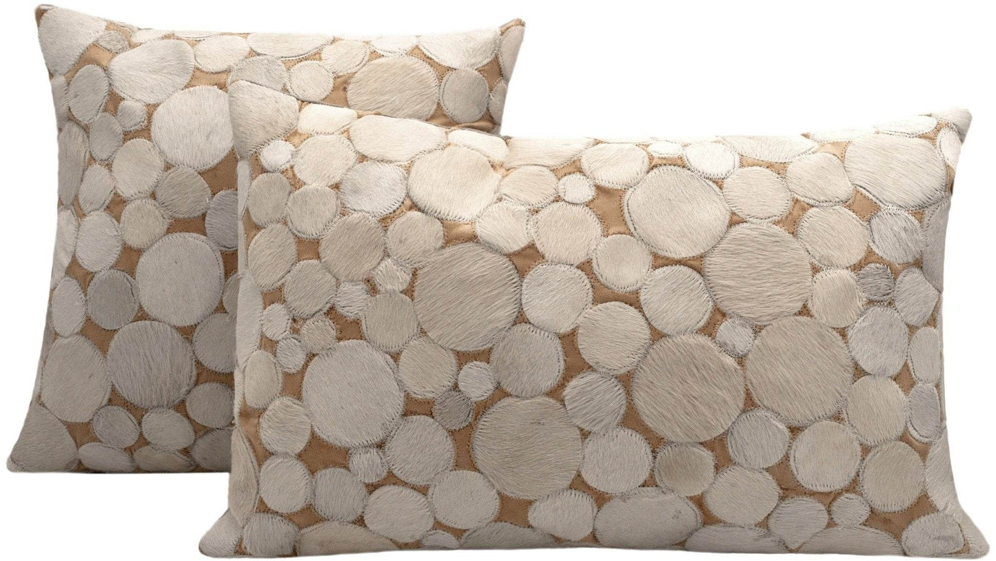 Canvello Genuine Cowhide Leather Decorative Throw Pillows - Handmade Patchwork Boho Accent Pillows For Sofa, Couch, Bed, Chair - Western Southwestern Farmhouse Pillow Covers With Feather Down Insert Included - Loft&Timber
