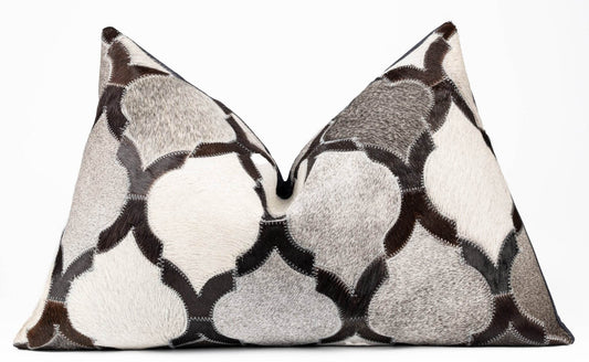 Canvello Genuine Cowhide Leather Decorative Throw Pillows - Handmade Patchwork Boho Accent Pillows For Sofa, Couch, Bed, Chair - Western Southwestern Farmhouse Pillow Covers With Feather Down Insert Included - Loft&Timber