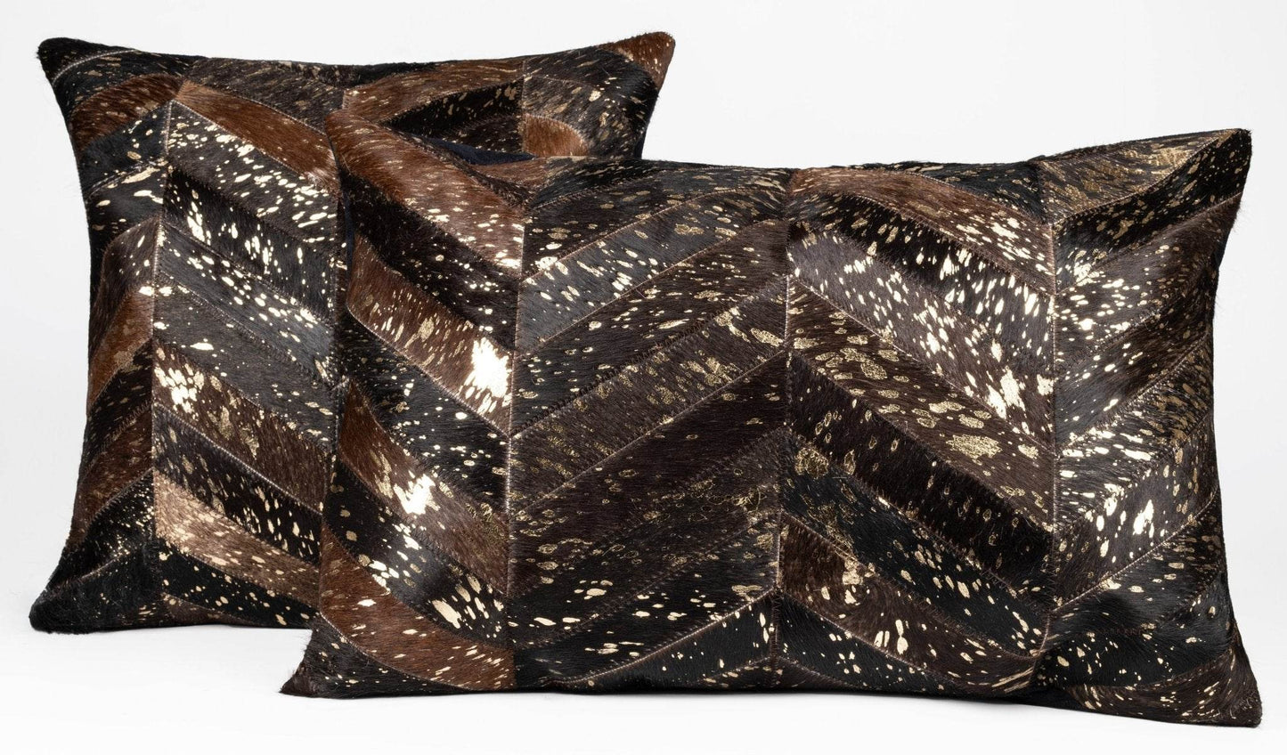 Canvello Genuine Cowhide Leather Decorative Throw Pillows - Handmade Patchwork Boho Accent Pillows For Sofa, Couch, Bed, Chair - Western Southwestern Farmhouse Pillow Covers With Feather Down Insert Included - Loft&Timber