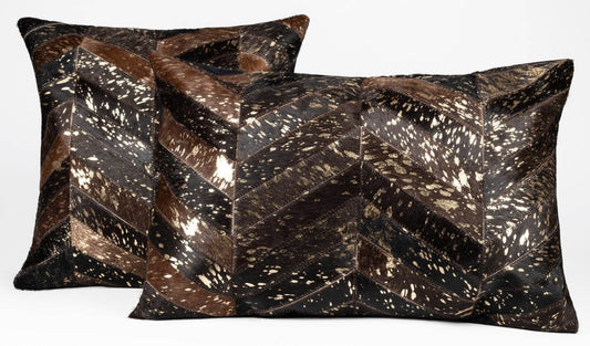 Canvello Genuine Cowhide Leather Decorative Throw Pillows - Handmade Patchwork Boho Accent Pillows For Sofa, Couch, Bed, Chair - Western Southwestern Farmhouse Pillow Covers With Feather Down Insert Included - Loft&Timber