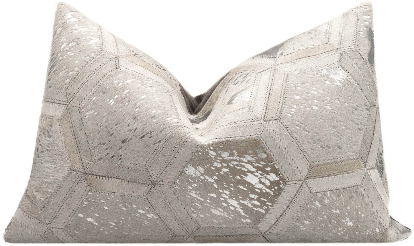 Canvello Genuine Cowhide Leather Decorative Throw Pillows - Handmade Patchwork Boho Accent Pillows For Sofa, Couch, Bed, Chair - Western Southwestern Farmhouse Pillow Covers With Feather Down Insert Included - Loft&Timber