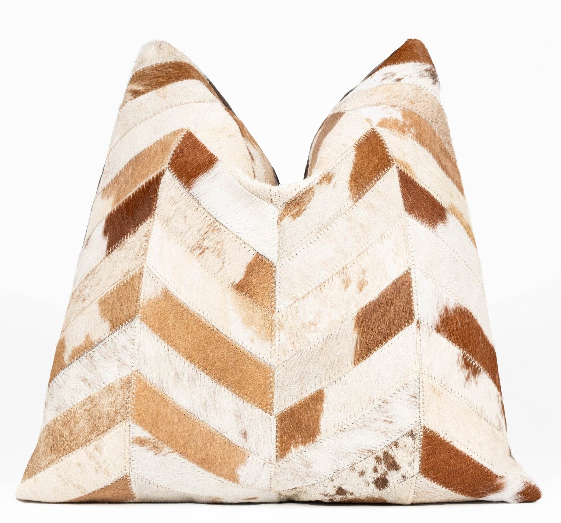 Canvello Genuine Cowhide Leather Decorative Throw Pillows - Handmade Patchwork Boho Accent Pillows For Sofa, Couch, Bed, Chair - Western Southwestern Farmhouse Pillow Covers With Feather Down Insert Included - Loft&Timber