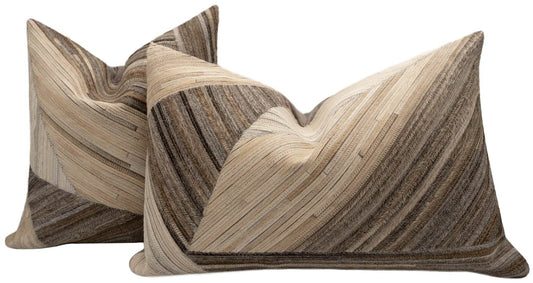 Canvello Genuine Cowhide Leather Decorative Throw Pillows - Handmade Patchwork Boho Accent Pillows For Sofa, Couch, Bed, Chair - Western Southwestern Farmhouse Pillow Covers With Feather Down Insert Included) - Loft&Timber