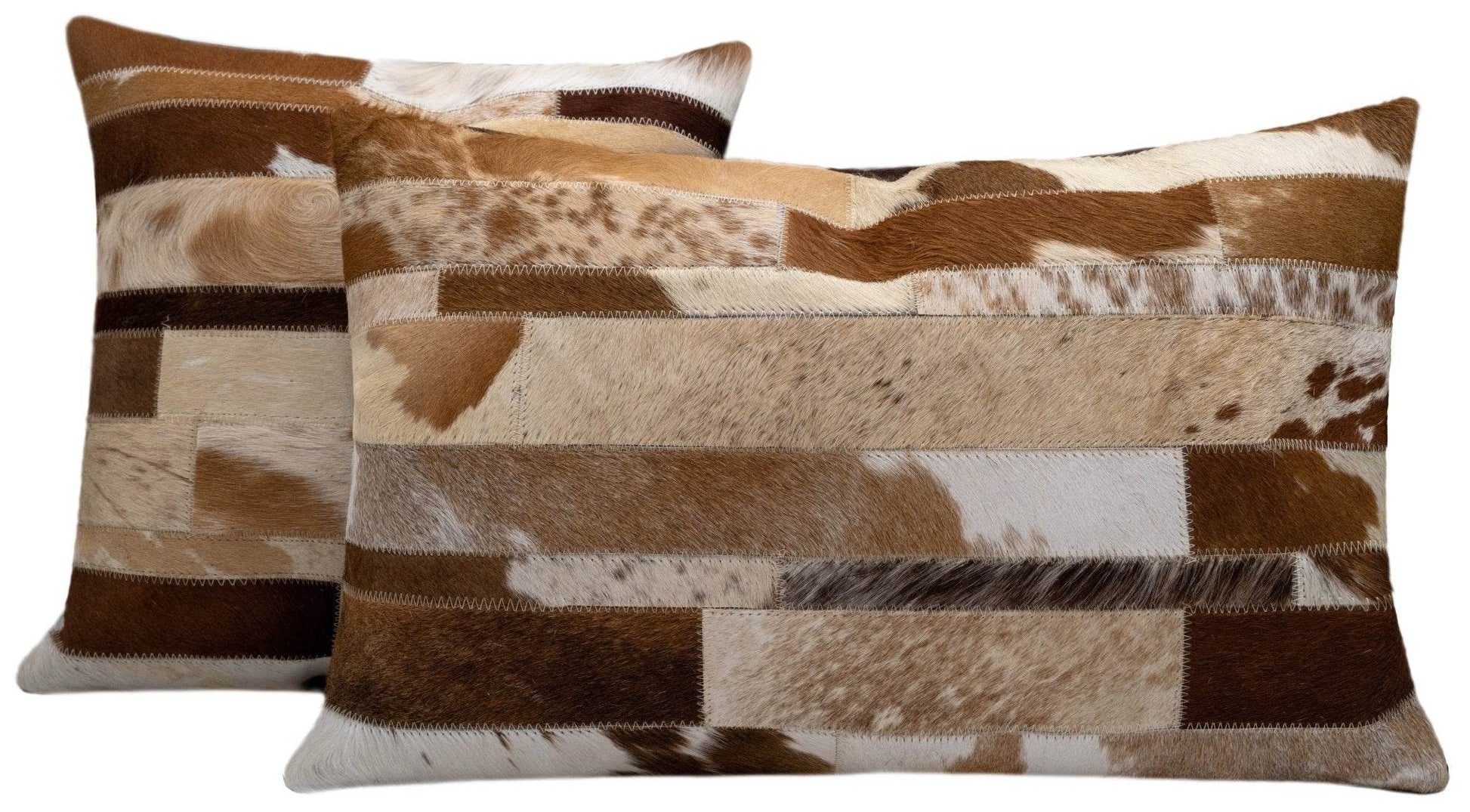 Canvello Genuine Cowhide Leather Decorative Throw Pillows - Handmade Patchwork Boho Accent Pillows For Sofa, Couch, Bed, Chair - Western Southwestern Farmhouse Pillow Covers With Feather Down Insert Included) - Loft&Timber