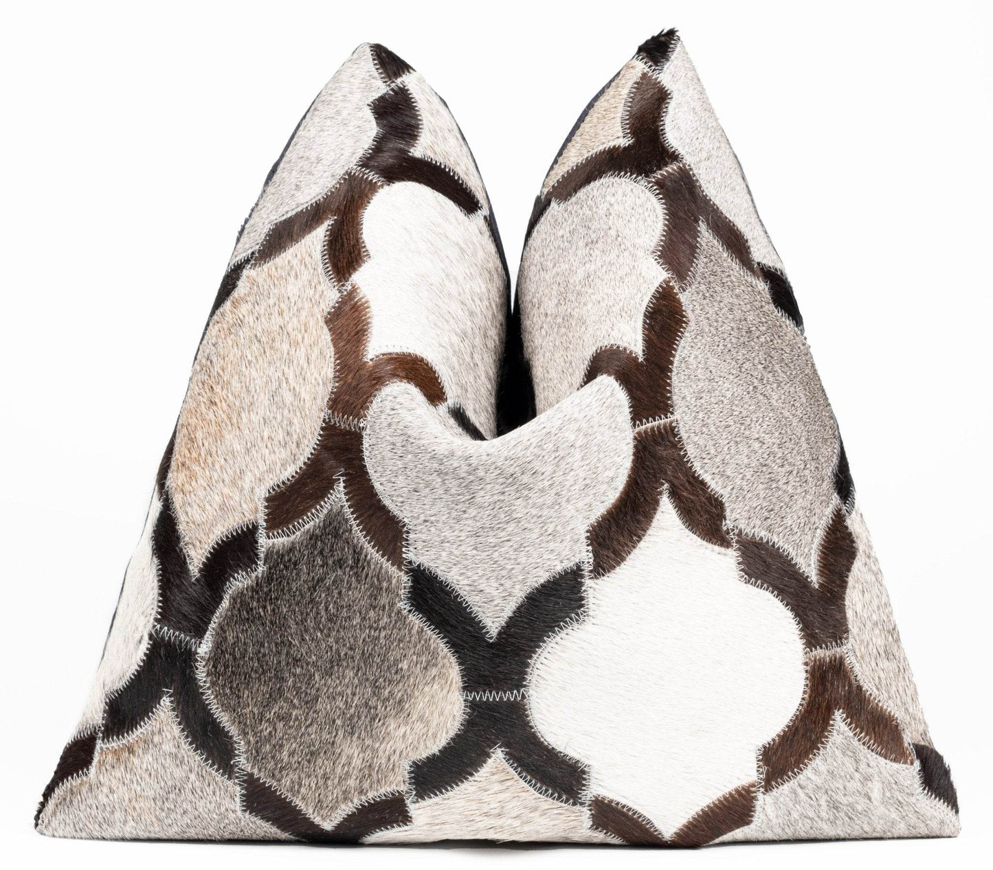 Canvello Genuine Cowhide Leather Decorative Throw Pillows - Handmade Patchwork Boho Accent Pillows For Sofa, Couch, Bed, Chair - Western Southwestern Farmhouse Pillow Covers With Feather Down Insert Included - Loft&Timber