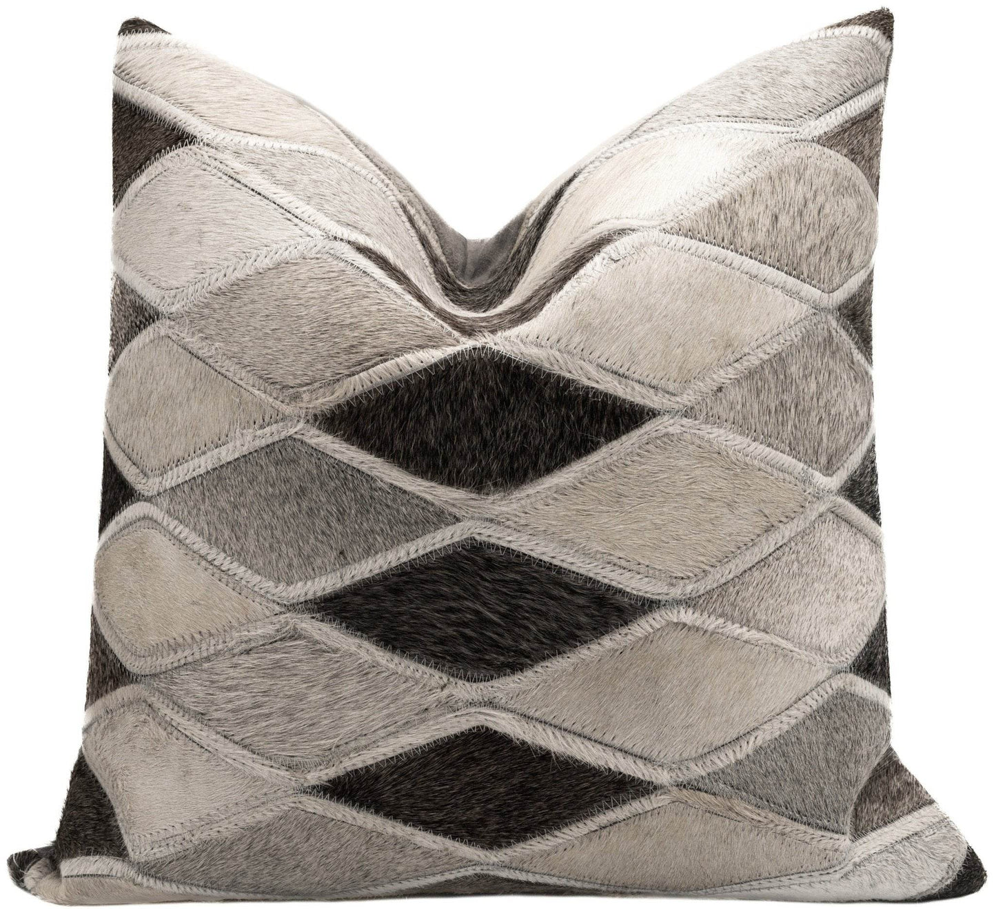 Canvello Genuine Cowhide Leather Decorative Throw Pillows - Handmade Patchwork Boho Accent Pillows For Sofa, Couch, Bed, Chair - Western Southwestern Farmhouse Pillow Covers With Feather Down Insert Included - Loft&Timber