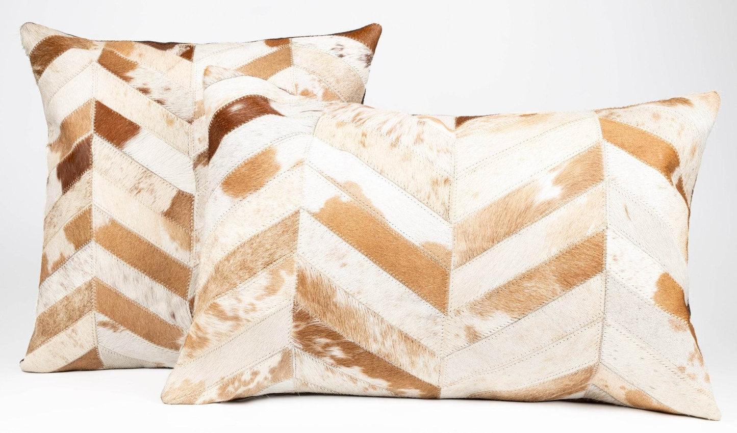 Canvello Genuine Cowhide Leather Decorative Throw Pillows - Handmade Patchwork Boho Accent Pillows For Sofa, Couch, Bed, Chair - Western Southwestern Farmhouse Pillow Covers With Feather Down Insert Included - Loft&Timber