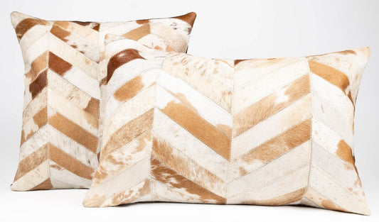 Canvello Genuine Cowhide Leather Decorative Throw Pillows - Handmade Patchwork Boho Accent Pillows For Sofa, Couch, Bed, Chair - Western Southwestern Farmhouse Pillow Covers With Feather Down Insert Included - Loft&Timber