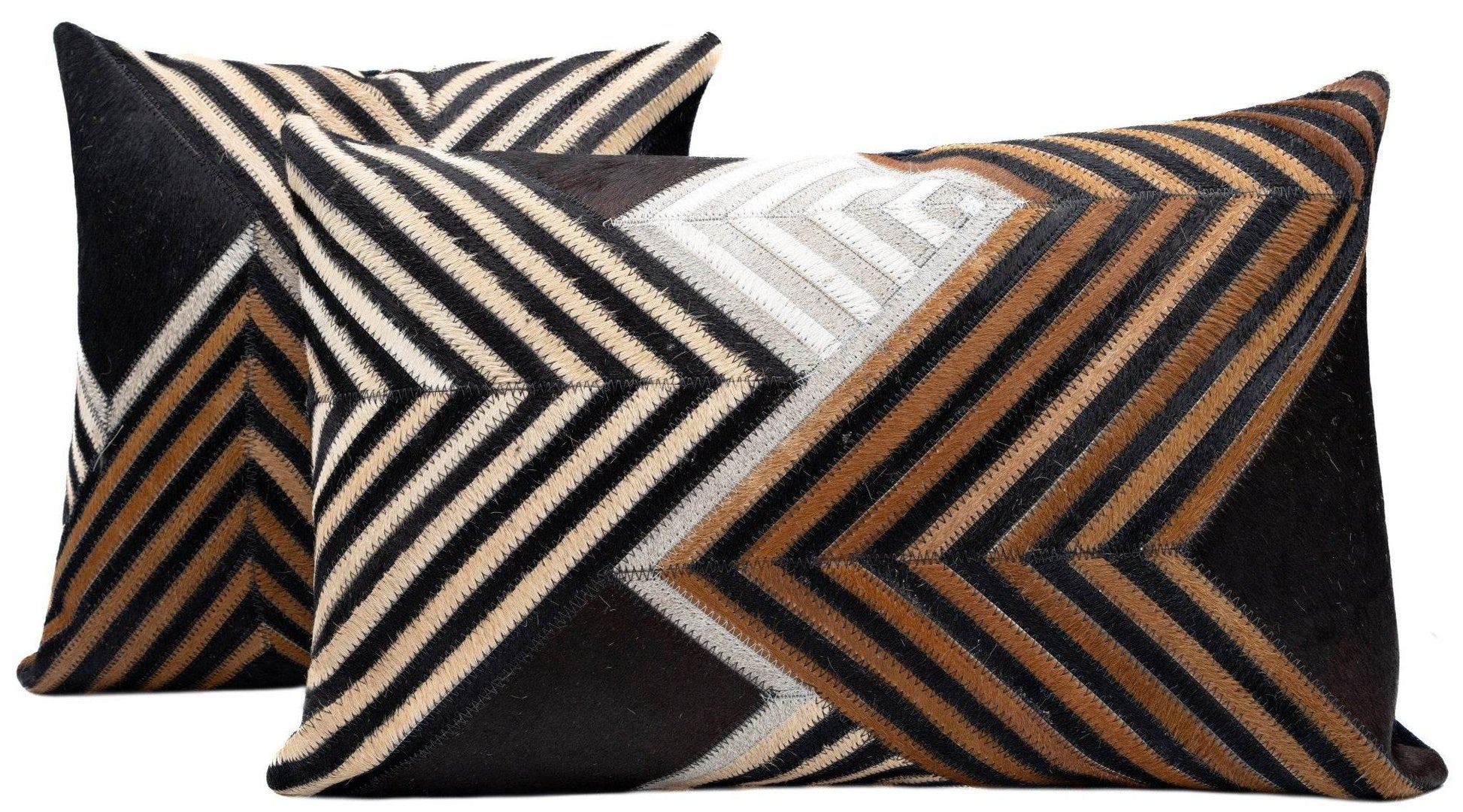 Canvello Genuine Cowhide Leather Decorative Throw Pillows - Handmade Patchwork Boho Accent Pillows For Sofa, Couch, Bed, Chair - Western Southwestern Farmhouse Pillow Covers With Feather Down Insert Included) - Loft&Timber