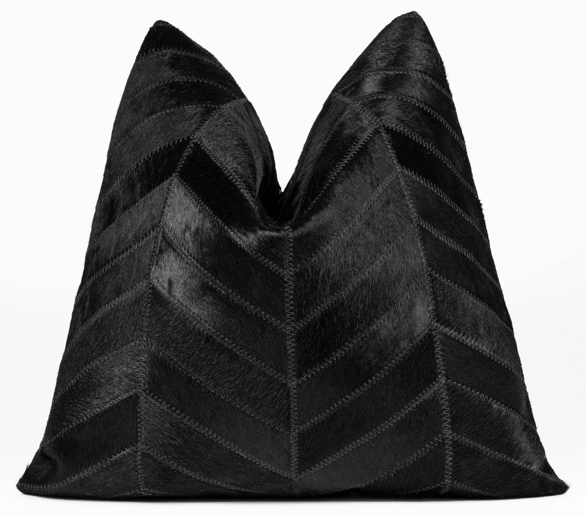 Canvello Genuine Cowhide Leather Decorative Throw Pillows - Handmade Patchwork Boho Accent Pillows For Sofa, Couch, Bed, Chair - Western Southwestern Farmhouse Pillow Covers With Feather Down Insert Included - Loft&Timber