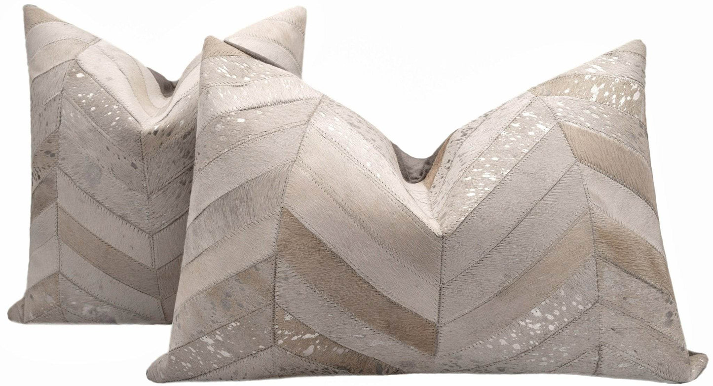 Canvello Genuine Cowhide Leather Decorative Throw Pillows - Handmade Patchwork Boho Accent Pillows For Sofa, Couch, Bed, Chair - Western Southwestern Farmhouse Pillow Covers With Feather Down Insert Included - Loft&Timber