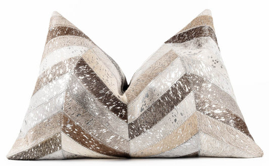 Canvello Genuine Cowhide Leather Decorative Throw Pillows - Handmade Patchwork Boho Accent Pillows For Sofa, Couch, Bed, Chair - Western Southwestern Farmhouse Pillow Covers With Feather Down Insert Included - Loft&Timber