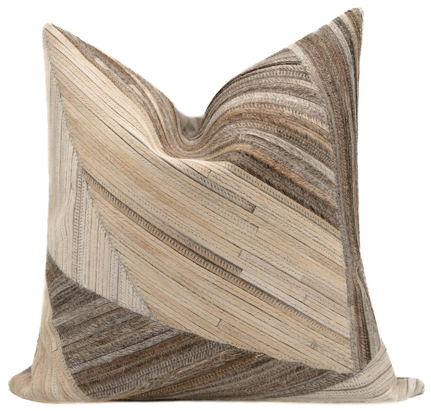 Canvello Genuine Cowhide Leather Decorative Throw Pillows - Handmade Patchwork Boho Accent Pillows For Sofa, Couch, Bed, Chair - Western Southwestern Farmhouse Pillow Covers With Feather Down Insert Included) - Loft&Timber