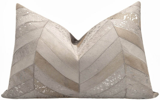 Canvello Genuine Cowhide Leather Decorative Throw Pillows - Handmade Patchwork Boho Accent Pillows For Sofa, Couch, Bed, Chair - Western Southwestern Farmhouse Pillow Covers With Feather Down Insert Included - Loft&Timber