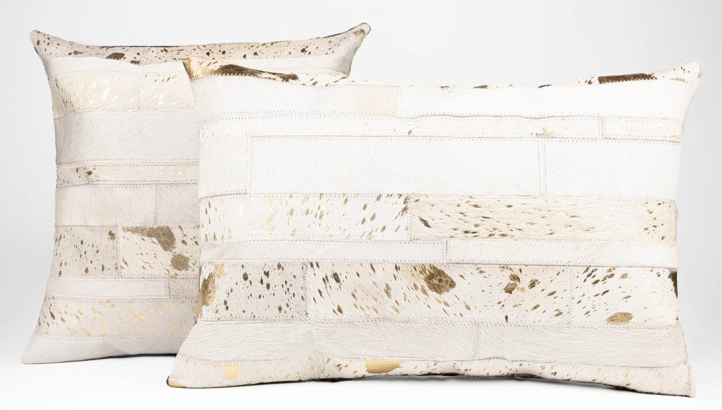 Canvello Genuine Cowhide Leather Decorative Throw Pillows - Handmade Patchwork Boho Accent Pillows For Sofa, Couch, Bed, Chair - Western Southwestern Farmhouse Pillow Covers With Feather Down Insert Included - Loft&Timber