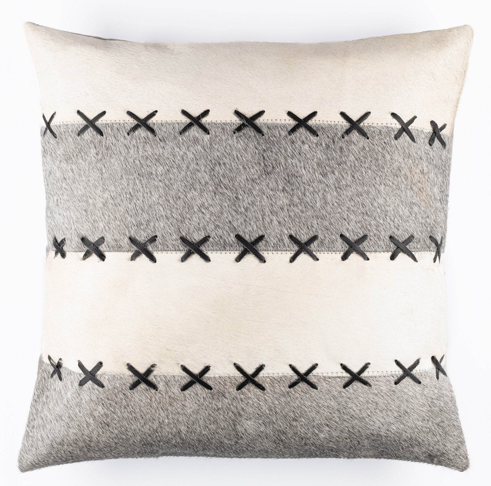 Canvello Genuine Cowhide Leather Decorative Throw Pillows - Handmade Patchwork Boho Accent Pillows For Sofa, Couch, Bed, Chair - Western Southwestern Farmhouse Pillow Covers With Feather Down Insert Included - Loft&Timber