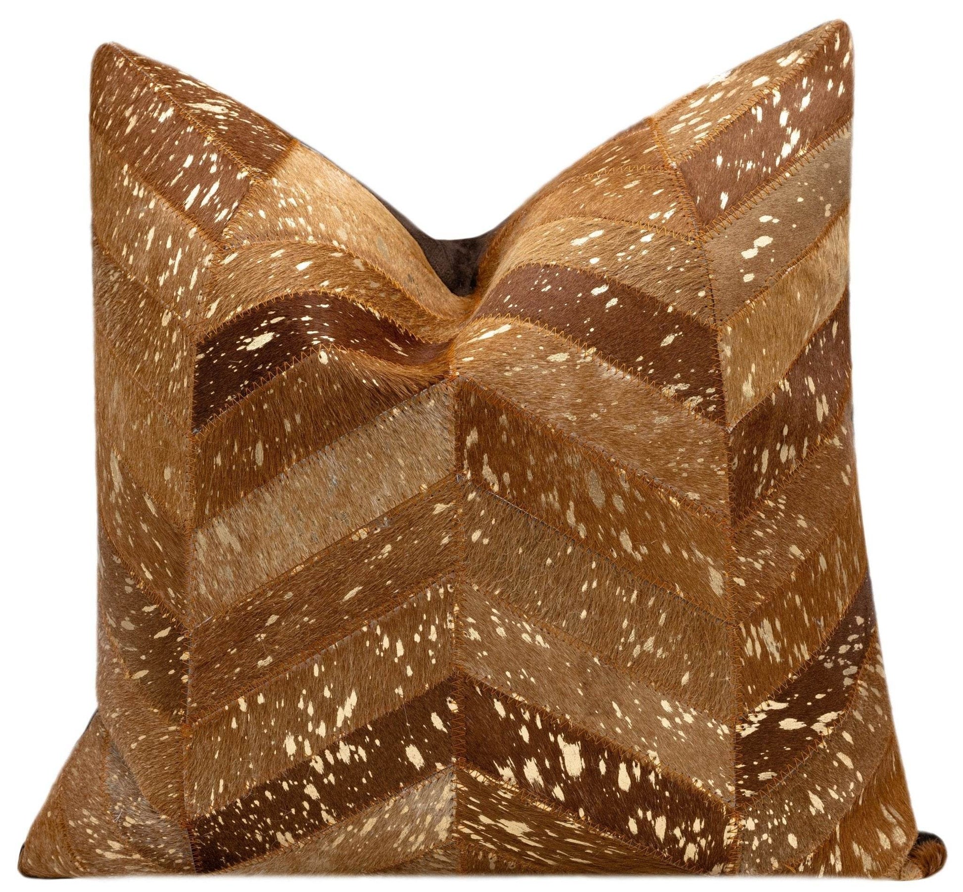 Canvello Genuine Cowhide Leather Decorative Throw Pillows - Handmade Patchwork Boho Accent Pillows For Sofa, Couch, Bed, Chair - Western Southwestern Farmhouse Pillow Covers With Feather Down Insert Included) - Loft&Timber