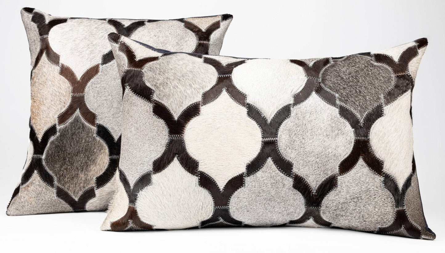 Canvello Genuine Cowhide Leather Decorative Throw Pillows - Handmade Patchwork Boho Accent Pillows For Sofa, Couch, Bed, Chair - Western Southwestern Farmhouse Pillow Covers With Feather Down Insert Included - Loft&Timber