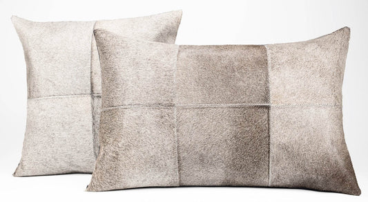 Canvello Genuine Cowhide Leather Decorative Throw Pillows - Handmade Patchwork Boho Accent Pillows For Sofa, Couch, Bed, Chair - Western Southwestern Farmhouse Pillow Covers With Feather Down Insert Included - Loft&Timber
