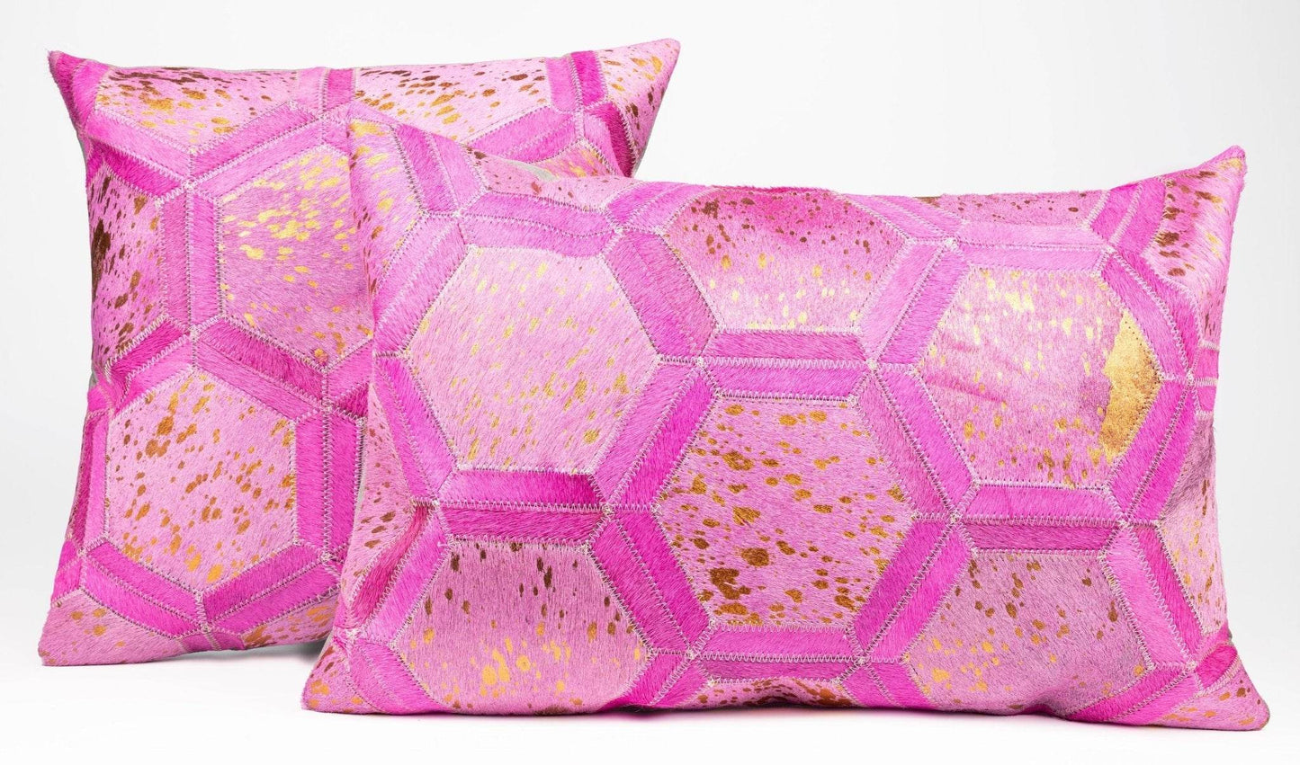 Canvello Genuine Cowhide Leather Decorative Throw Pillows - Handmade Patchwork Boho Accent Pillows For Sofa, Couch, Bed, Chair - Western Southwestern Farmhouse Pillow Covers With Feather Down Insert Included - Loft&Timber