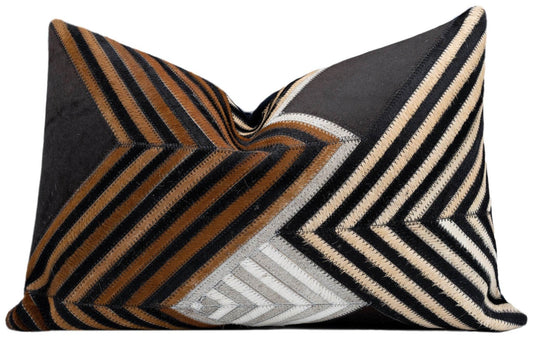 Canvello Genuine Cowhide Leather Decorative Throw Pillows - Handmade Patchwork Boho Accent Pillows For Sofa, Couch, Bed, Chair - Western Southwestern Farmhouse Pillow Covers With Feather Down Insert Included) - Loft&Timber