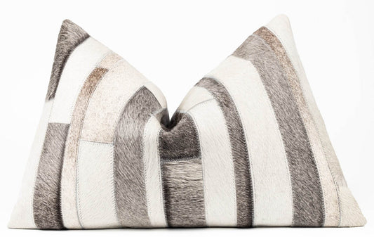 Canvello Genuine Cowhide Leather Decorative Throw Pillows - Handmade Patchwork Boho Accent Pillows For Sofa, Couch, Bed, Chair - Western Southwestern Farmhouse Pillow Covers With Feather Down Insert Included - Loft&Timber